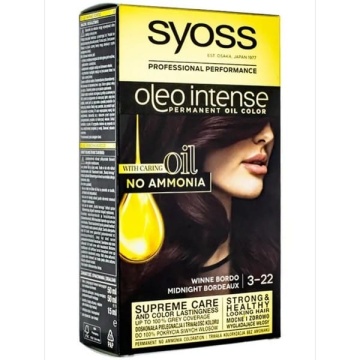 Vopsea de par permanenta fara amoniac Syoss Oleo Intense 3-22 Midnight Bordeaux