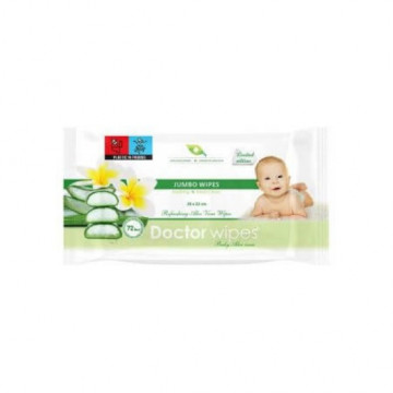Servetele umede Doctor Wipe's Baby Aloe Vera Jumbo Wipes 25 x 22cm, 72 buc