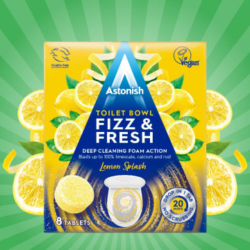 Tablete curatare vas toaleta Astonish Toilet Bowl Fizz & Fresh Lemon Splash 8 x 25 g