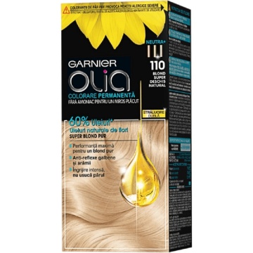 Vopsea de par permanenta fara amoniac 110 Blond Super Deschis Natural Garnier Olia