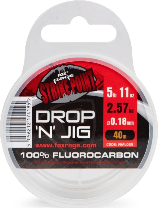 Fir Fluorocarbon Fox Rage Strike Point Drop N Jig, 0.25mm., 9.37lb., 40m.