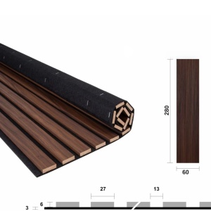 Riflaj panou MDF acoustic 280x100x0.9 cm Taurus Oak (Stejar Inchis) - Img 2