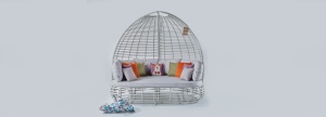 Sezlong pat rotund rattan Hawai