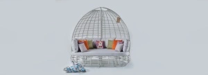 Sezlong pat rotund rattan Hawai