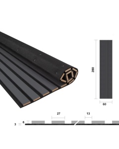 Riflaj panou MDF acoustic 280x100x0.9 cm Antracit - Img 2