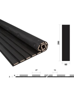 Riflaj panou MDF acoustic 280x100x0.9 cm Black - Img 2