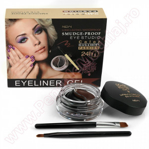 Eyeliner Gel 2 culori Long Lasting, Waterproof Black & Brown + 2 pensule