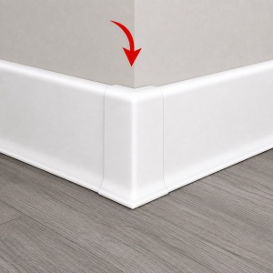 PVC spoljašnji ugao za podnu lajsnu - bela 890 Elegant - prikaz primene
