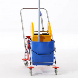 Kolica za čišćenje podova metalni ram - 23L x 2 sa metalnim ramom sa dve kofe i posudom za ceđenje.