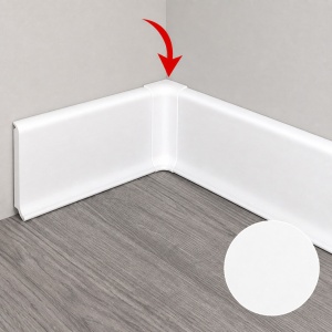 PVC unutrašnji ugao za podnu lajsnu - bela 890 Elegant - prikaz primene