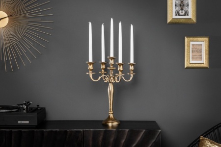 Barok kandelaar 40 cm goud 5-armige gepolijst aluminium kandelaar - Img 2