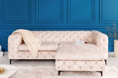 Chesterfield 3-zitsbank MODERN BAROK 235cm champagne fluweel 3-zits - Img 8