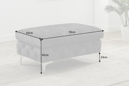 Chesterfield fluwelen Poef 92cm donkergrijze - Img 2
