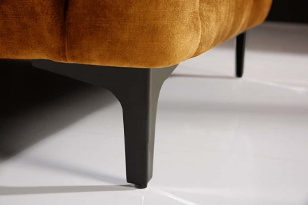 Chesterfield kruk MODERN BAROK 92cm mosterdgeel fluwelen voetenbank - Img 6