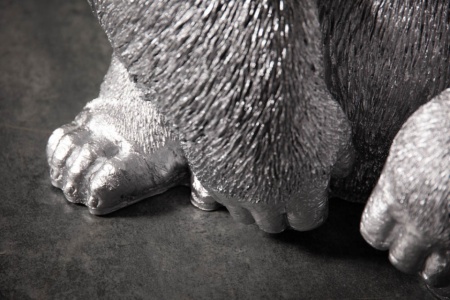 Deco Gedetailleerd Gorilla XL 75 cm zilveren aapbeeld gemaakt van kunststeen - Img 7