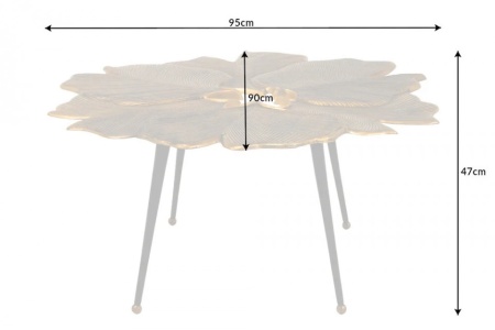 Decoratieve salontafel GINKGO 95cm goud zwart handgemaakt metaal - Img 2