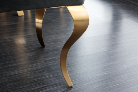 Design bank MODERN BAROK 175cm zwart fluweel goud roestvrij staal - Img 5