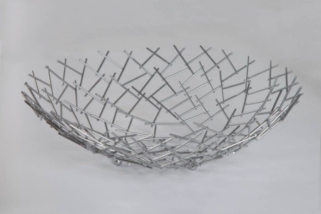 Design fruitschaal STRUCTUUR 45 cm zilver gepoedercoat metaal - Img 4