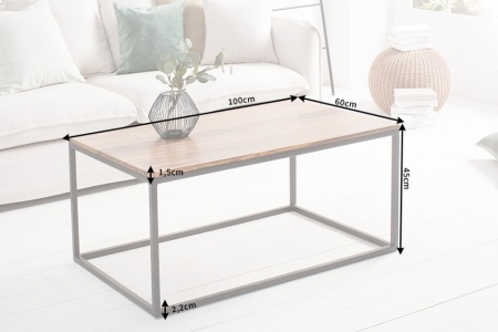 Design salontafel ELEMENTS 100cm Sheesham steen afwerking ijzer zwart mat - Img 7