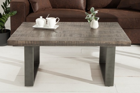 Design salontafel IRON CRAFT 100cm mangohout grijs industrieel design - Img 2
