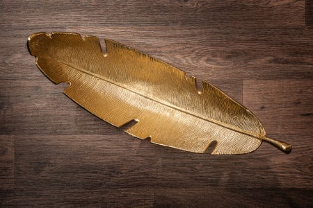 Design sierschaal GOUD BLAD 62 cm bladgoud design metaal handgemaakt - Img 7