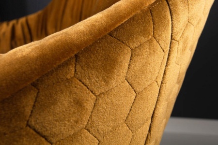 Draaifauteuil BIG DUTCH mosterdgeel fluweel met armleuningen in retrostijl - Img 6