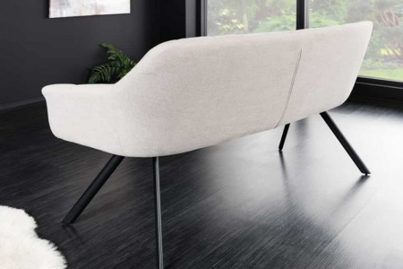 Eetkamerbank PAPILLON 165 cm champagne beige met rugleuningen zwart metalen frame - Img 7
