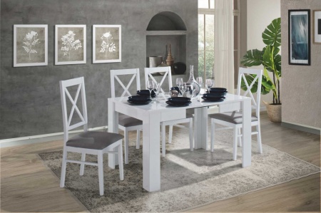 Eettafel 90x90 verlengbaar naar 180cm in hoogglans wit-wit - Img 6