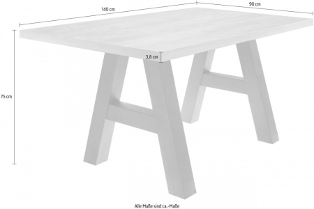 Eettafel met A-frame 140cm gelamineerd houtsoort mat wit - Img 4