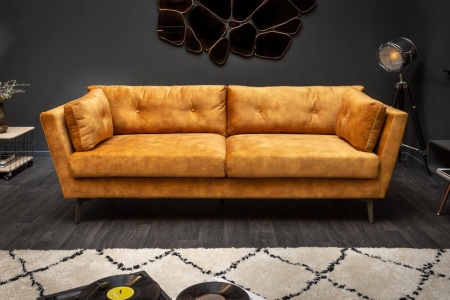 Elegante 3-zits bank MARVELOUS 220 cm antiek roestbruin fluweel 3-zits bank inclusief kussens - Img 3
