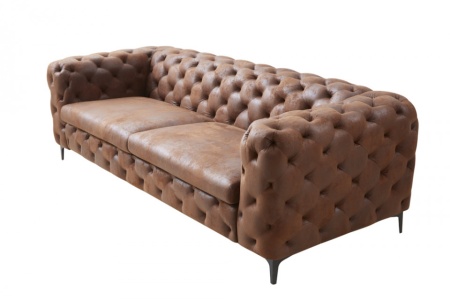Elegante Chesterfield 3-zits bank MODERN BAROK 235 cm antiek bruin - Img 5