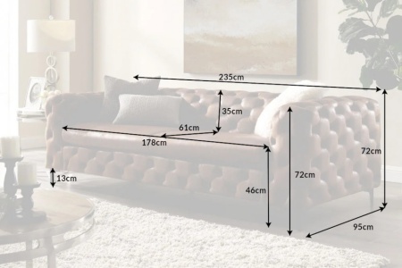 Elegante Chesterfield 3-zits bank MODERN BAROK 235 cm antiek bruin - Img 8