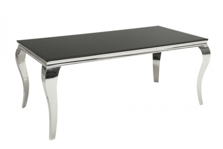 Elegante design eettafel MODERN BAROQUE 180 cm zwart roestvrijstalen opaal glazen tafelblad - Img 7