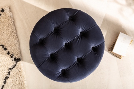 Elegante kruk MODERN BAROK 50 cm donkerblauw fluwelen opbergmand - Img 5