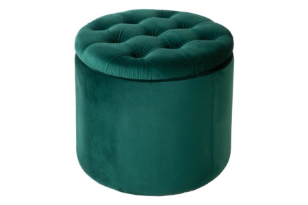 Elegante kruk MODERN Barok 50 cm donkergroene fluwelen opbergmand - Img 7