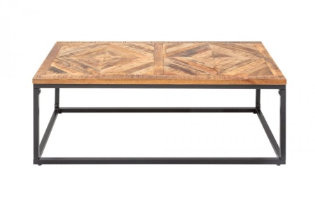 Elegante salontafel INFINITY HOME 100 cm natuurlijk mangohout met visgraatpatroon - Img 8