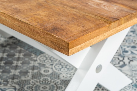 Elegante salontafel LONG ISLAND 110cm mangohout X-frame landelijke stijl - Img 6
