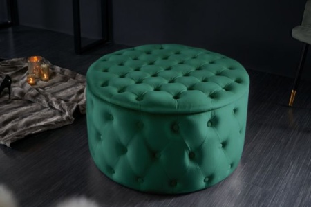 Elegante salontafel / Poef MODERN BAROK 75 cm smaragdgroene fluwelen kruk met opbergruimte - Img 3