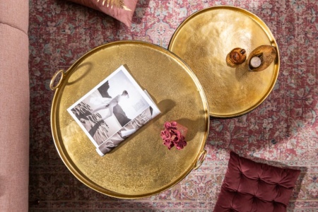 Elegante set van 2 salontafels ELEMENTS 62 cm goud met afneembaar tafelblad - Img 5