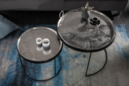 Elegante set van 2 salontafels ELEMENTS 62 cm zilver met afneembaar tafelblad - Img 3