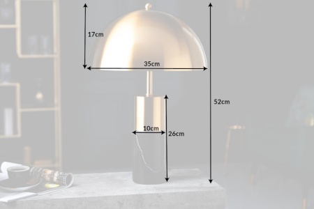 Elegante tafellamp QUE 52cm goud zwart met marmeren voet - Img 2