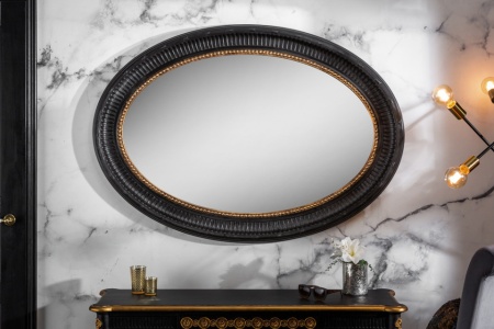 Elegante wandspiegel VENICE 135 cm zwart goud massief houten frame - Img 4