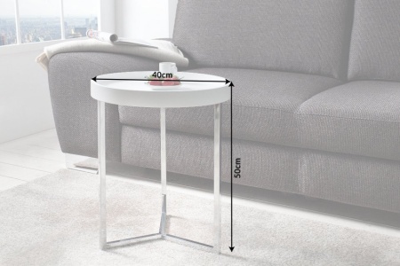 Extravagante bijzettafel MODULAR 40cm wit chroom rond incl. Dienblad - Img 8