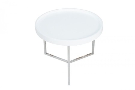 Extravagante salontafel 60cm wit chroom rond incl. dienblad - Img 6