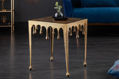 Extravagante salontafel LQUID LINE L 46 cm goud druppelvormig design - Img 3