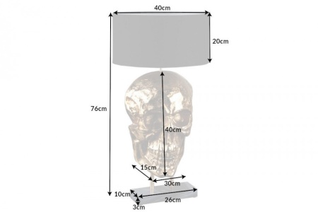 Extravagante tafellamp SKULL 76 cm zwart gouden schedel tafellamp - Img 2