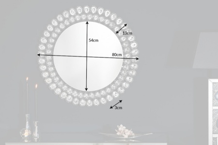 Extravagante wandspiegel BIG DIAMONDS 80 cm rond met glaskristallen - Img 2
