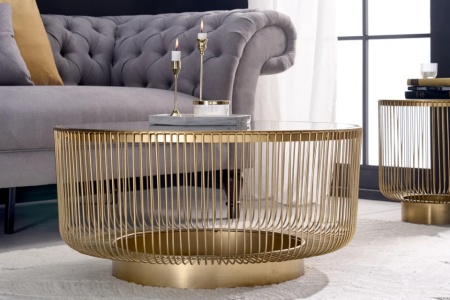 Filigraan design salontafel VARIATION 80cm goud zwart glas handwerk - Img 3