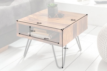 Handgemaakte bijzettafel 45cm Sheesham haarspeldpoten - Img 8