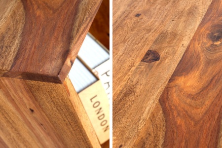 Handgemaakte bijzettafel MAKASSAR 45cm plank met Sheesham steenafwerking - Img 5